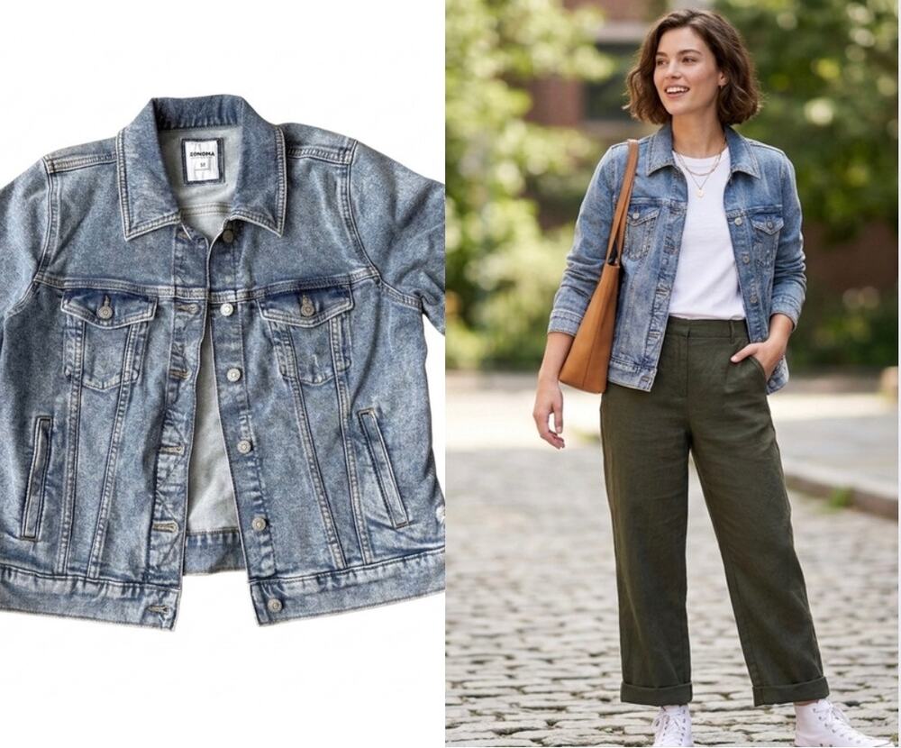 Sonoma Goods For Life Classic Medium Wash Stretch Denim Jean Jacket Size M